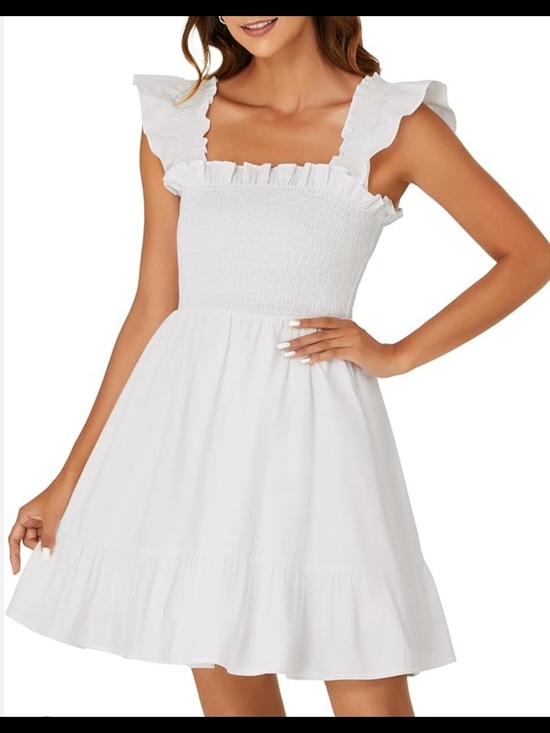 miami Dresses & Skirts - miami White Ruffle Smocked Mini Dress